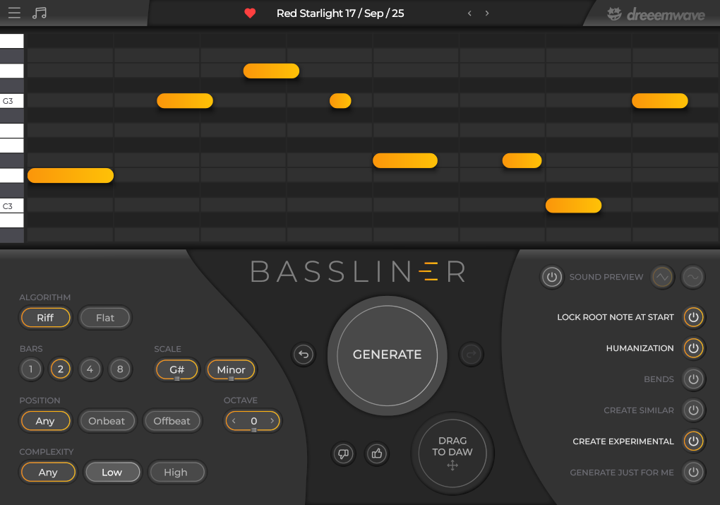 Out Now: Bassliner MIDI Generator by Dreeemwave (with support from Cableguys)
